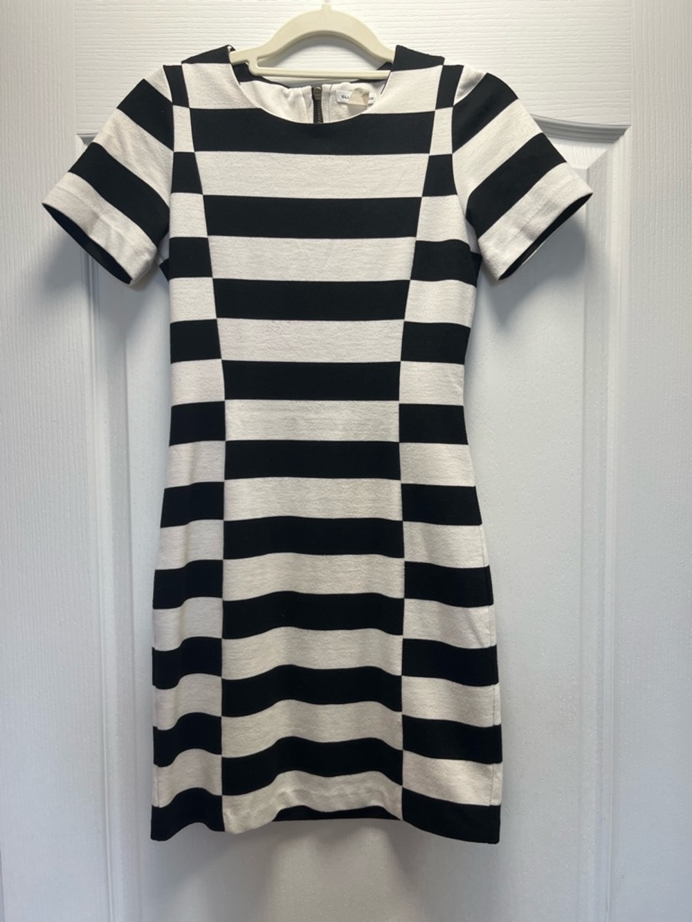 Club Monaco Black and White Striped Short Sleeve Dress